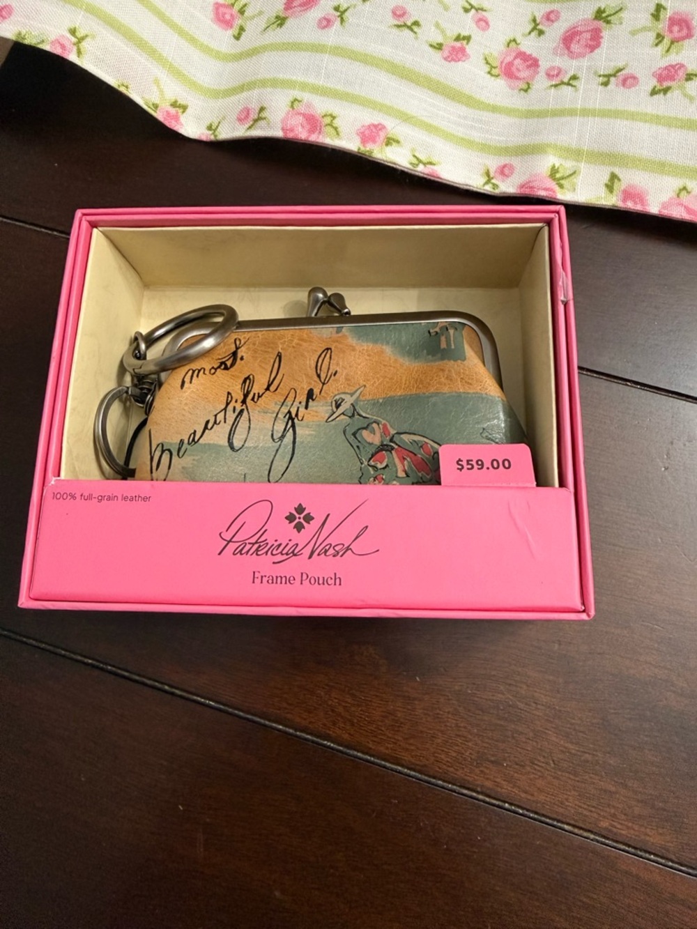 Patricia Nash Multicolor Leather Frame Pouch Keyring